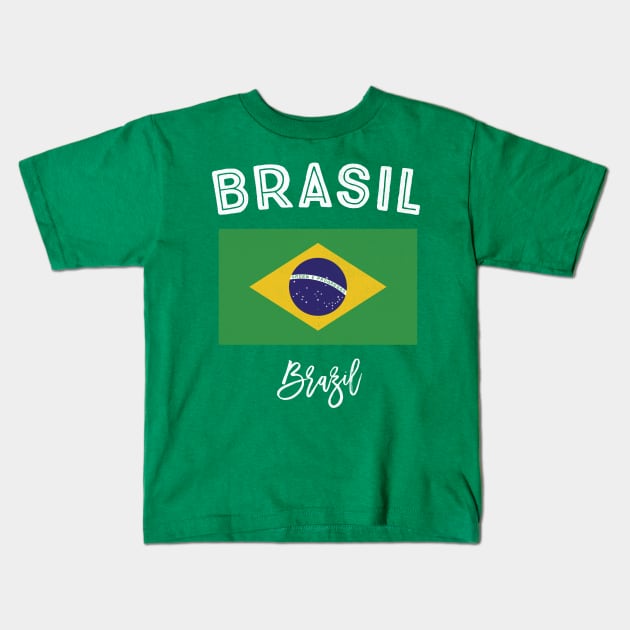 Brazil Flag Kids T-Shirt by phenomad